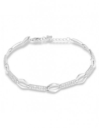 Bracciale Argento Rodiato Catena Zirconi Bianchi [ec8a7ac4]