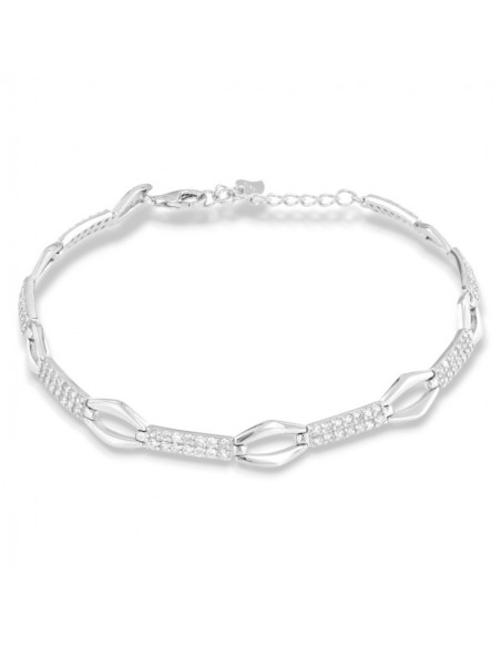 Bracciale Argento Rodiato Catena Zirconi Bianchi [ec8a7ac4]