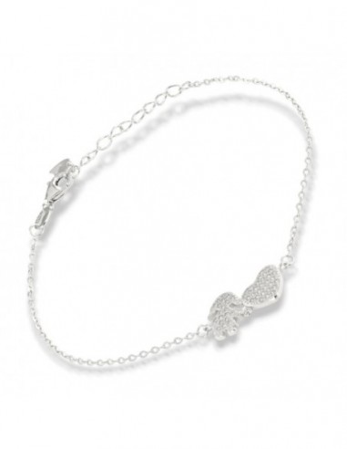 Bracciale Argento Rodiato Catena Bambina Cuore Zirconi Bianchi [bbdfc578]