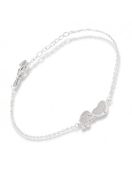 Bracciale Argento Rodiato Catena Bambina Cuore Zirconi Bianchi [bbdfc578]