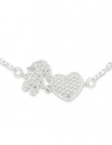 Bracciale Argento Rodiato Catena Bambina Cuore Zirconi Bianchi [6563a1a4]