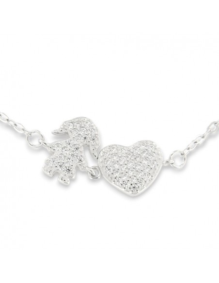 Bracciale Argento Rodiato Catena Bambina Cuore Zirconi Bianchi [6563a1a4]