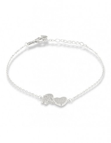 Bracciale Argento Rodiato Catena Bambina Cuore Zirconi Bianchi [6033e6ba]