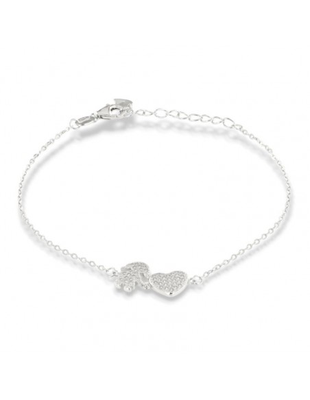 Bracciale Argento Rodiato Catena Bambina Cuore Zirconi Bianchi [6033e6ba]