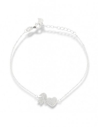 Bracciale Argento Rodiato Catena Bambina Cuore Zirconi Bianchi [d72e27be]