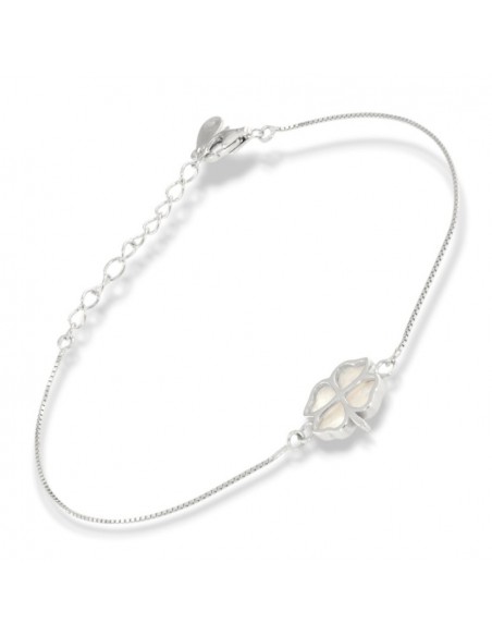 Bracciale Argento Rodiato Quadrifoglio Madre Perla [bbb1fefa]