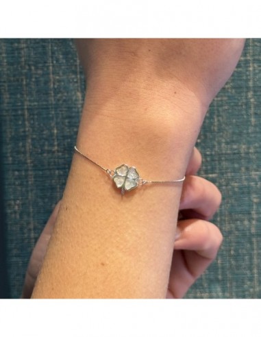 Bracciale Argento Rodiato Quadrifoglio Madre Perla [b49e6713]