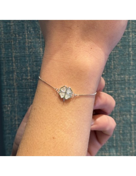 Bracciale Argento Rodiato Quadrifoglio Madre Perla [b49e6713]