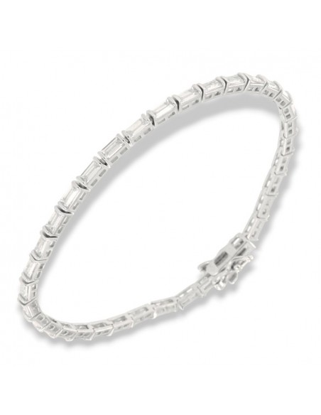 Bracciale Argento Tennis Zirconi Rettangolari Bianchi [9c7cb065]