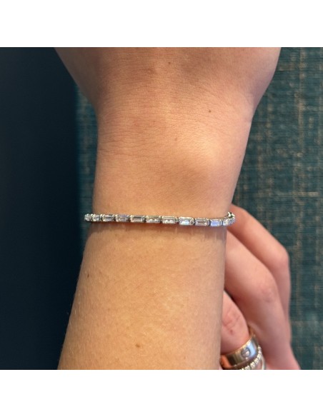 Bracciale Argento Tennis Zirconi Rettangolari Bianchi [6a3012f9]