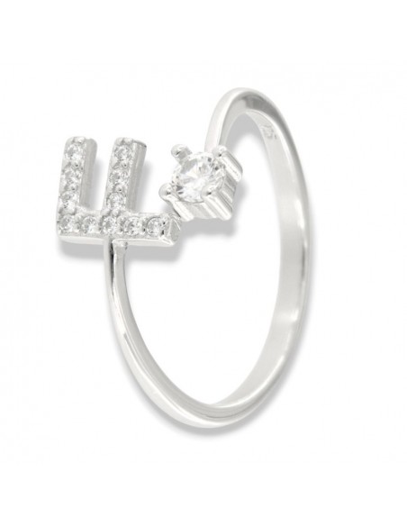 Anello Argento Rodiato Lettera F Punto Luce [adc9697e]