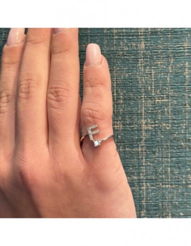 Anello Argento Rodiato Lettera F Punto Luce [1e0c8397]