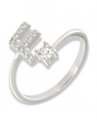 Anello Argento Rodiato Lettera F Punto Luce [a9114293]