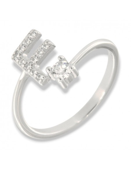 Anello Argento Rodiato Lettera F Punto Luce [a9114293]