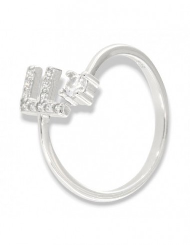 Anello Argento Rodiato Lettera F Punto Luce [ac41058d]