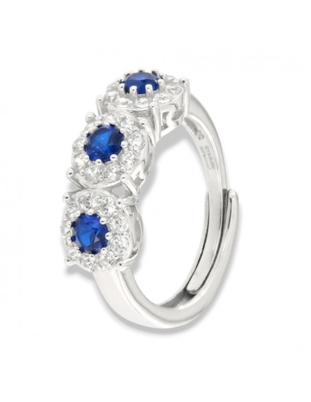 Anello Argento Rodiato Trilogy Magic Zirconi Blu [35290a5c]