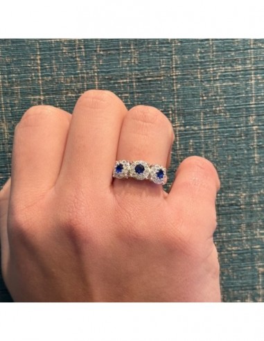Anello Argento Rodiato Trilogy Magic Zirconi Blu [7944ac56]