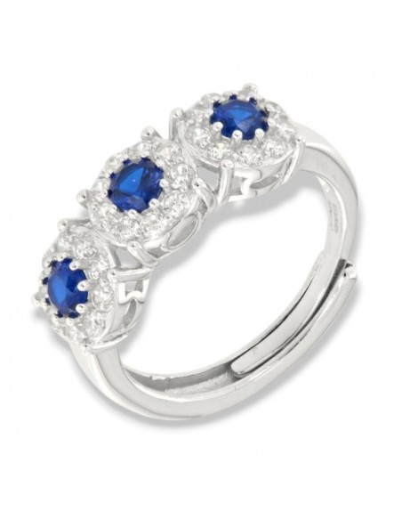 Anello Argento Rodiato Trilogy Magic Zirconi Blu [ce596d52]
