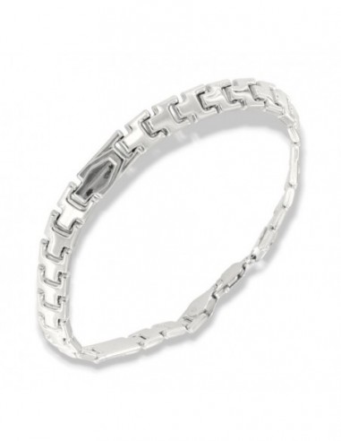 Bracciale Argento Rodiato Piastre Unite [f5300a36]