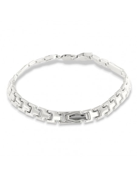 Bracciale Argento Rodiato Piastre Unite [fc8eb51e]