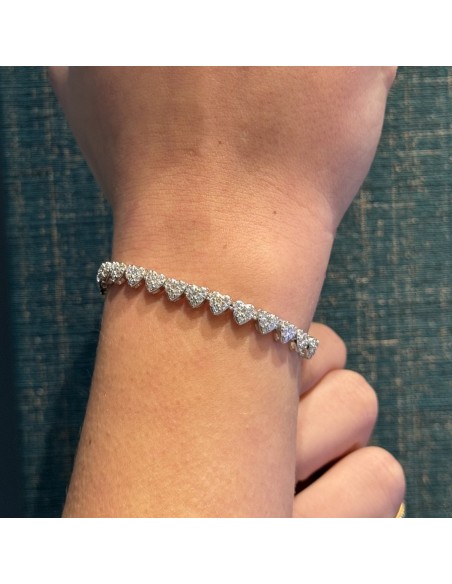 Bracciale Argento Rodiato Cuori Zirconi Bianchi [5a06a724]