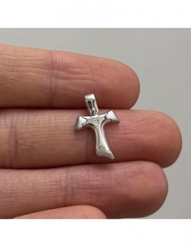 Ciondolo Oro Bianco Croce Diamante Centrale [d60ad8b9]