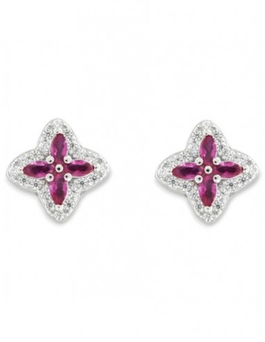 Orecchini Argento Rodiato Fiore Navette Viola [c5bed33d]