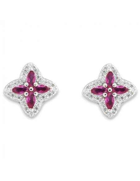 Orecchini Argento Rodiato Fiore Navette Viola [c5bed33d]