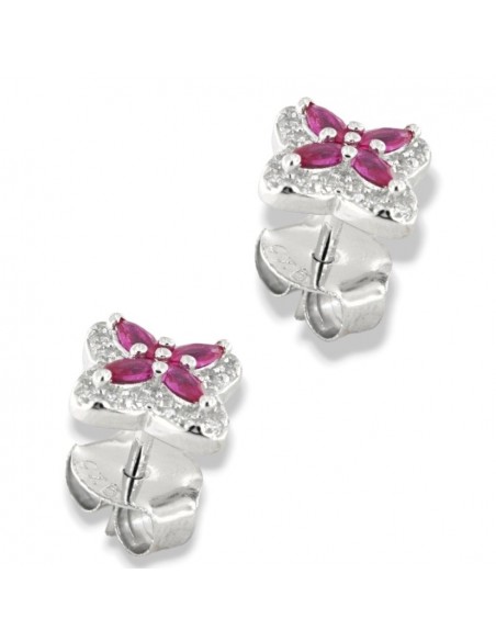 Orecchini Argento Rodiato Fiore Navette Viola [9e793345]