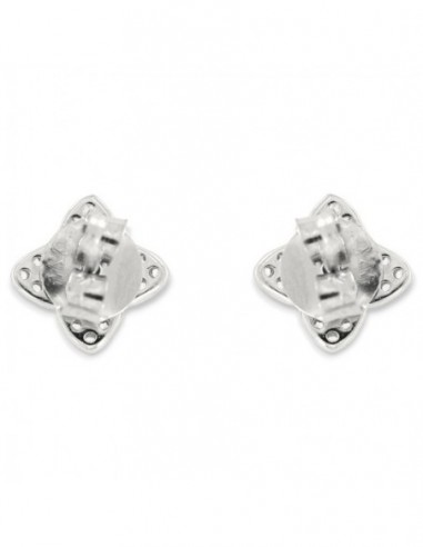 Orecchini Argento Rodiato Fiore Navette Viola [9b29745b]