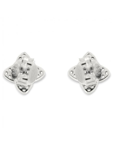 Orecchini Argento Rodiato Fiore Navette Viola [9b29745b]