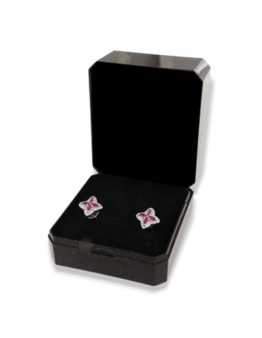 Orecchini Argento Rodiato Fiore Navette Viola [2c34b55f]