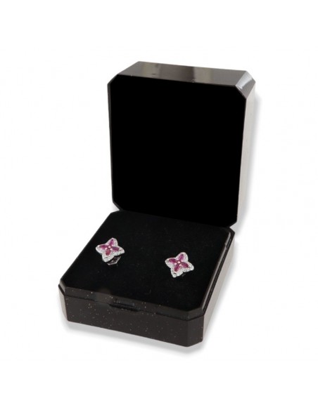 Orecchini Argento Rodiato Fiore Navette Viola [2c34b55f]