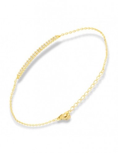 Bracciale Argento Dorato Tennis + Catena Zirconi Bianchi [d0031dae]