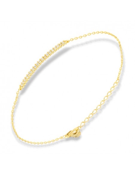 Bracciale Argento Dorato Tennis + Catena Zirconi Bianchi [d0031dae]