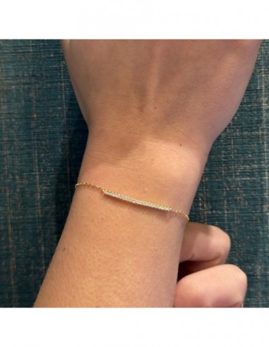 Bracciale Argento Dorato Tennis + Catena Zirconi Bianchi [e248d57d]