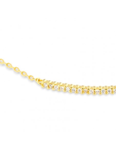 Bracciale Argento Dorato Tennis + Catena Zirconi Bianchi [55551479]