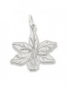 Ciondolo Argento Rodiato Orchidea Incisa [43110a2b]