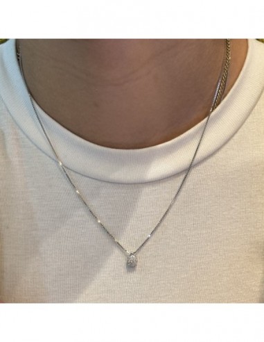 Collana Argento Rodiato Punto Luce Magic 3MM Corona Di Zirconi Bianchi [5d5e84b7]