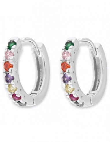 Orecchini Argento Rodiato Cerchi Zirconi Colorati [c2c9eb67]