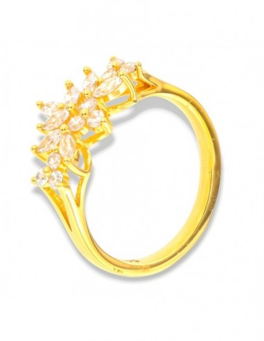 Anello Argento Dorato Fantasia Fiori Zirconi Bianchi [40135f90]