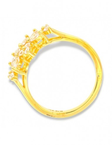 Anello Argento Dorato Fantasia Fiori Zirconi Bianchi [f70e9e94]