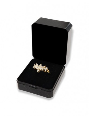 Anello Argento Dorato Fantasia Fiori Zirconi Bianchi [99351c9d]