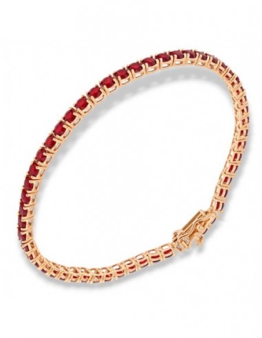 Bracciale Argento Dorato Tennis Zirconi Rossi 3MM 18CM [2491b843]