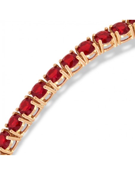 Bracciale Argento Dorato Tennis Zirconi Rossi 3MM 18CM [e54916f3]