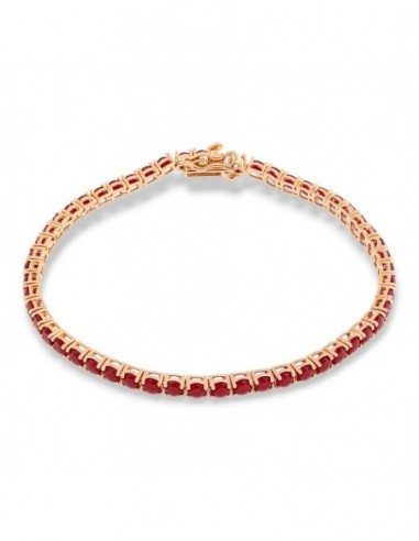 Bracciale Argento Dorato Tennis Zirconi Rossi 3MM 18CM [e01951ed]