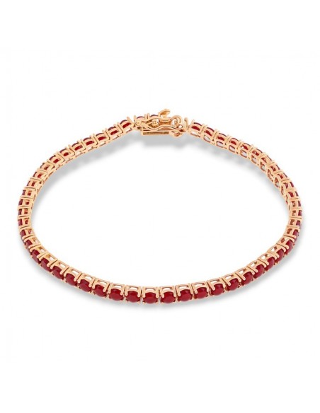 Bracciale Argento Dorato Tennis Zirconi Rossi 3MM 18CM [e01951ed]