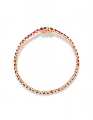 Bracciale Argento Dorato Tennis Zirconi Rossi 3MM 18CM [570490e9]