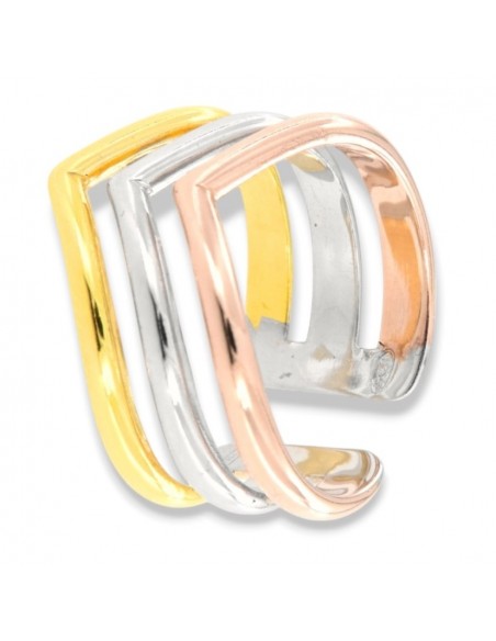 Anello Argento Rodiato Tre Colori A Punta [29858d98]