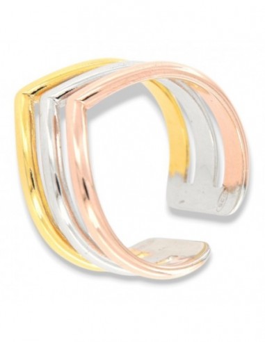 Anello Argento Rodiato Tre Colori A Punta [587cd40f]
